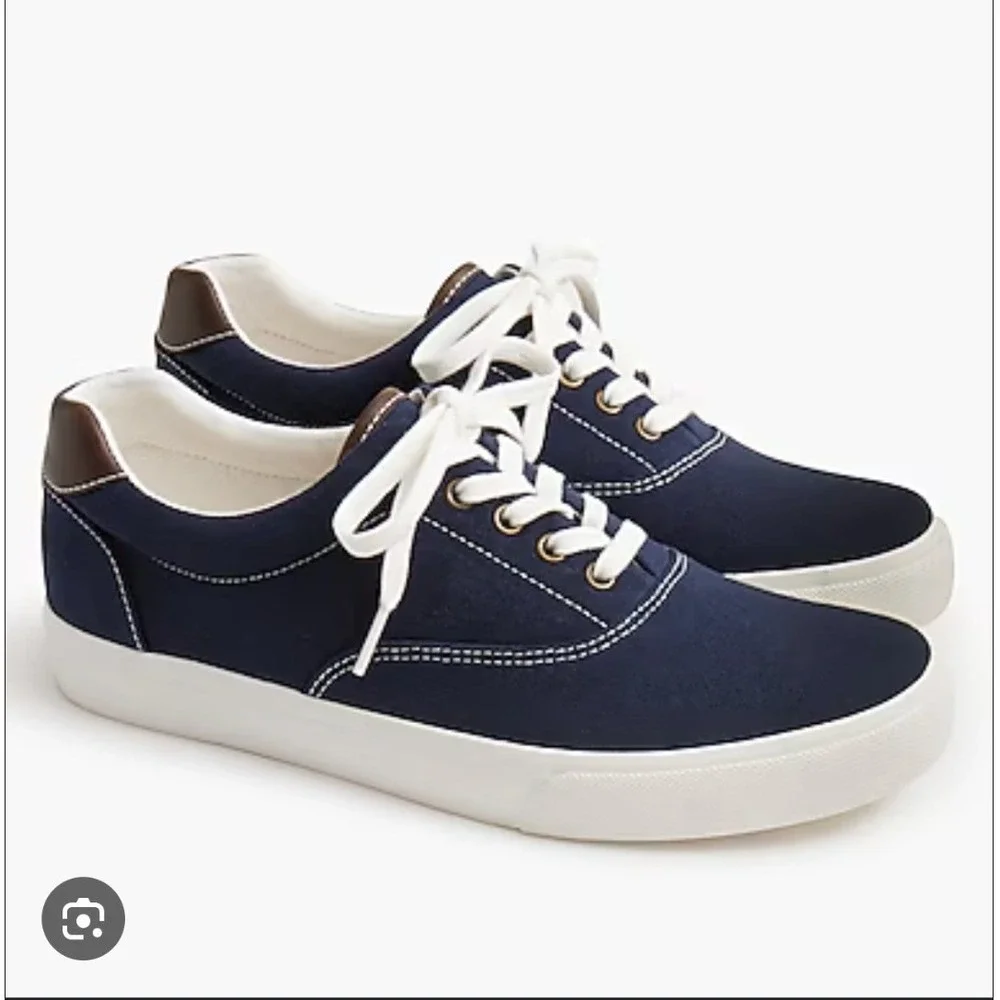J.Crew Canvas Sneakers Navy Blue Lace Up‎ Men's Casual Shoes NEW! Size 8